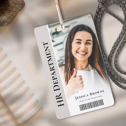Moderne minimalistische Beige Business Employee ID Badge