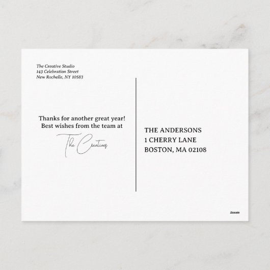 Moderne minimalistische beige business feestdagenkaart (Achterkant)