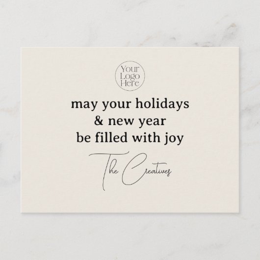 Moderne minimalistische beige business feestdagenkaart (Voorkant)