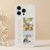 Moderne Minimalistische Beige Custom Photo Monogra Case-Mate iPhone Case