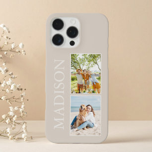 Moderne Minimalistische Beige Custom Photo Monogra iPhone 16 Pro Max Hoesje