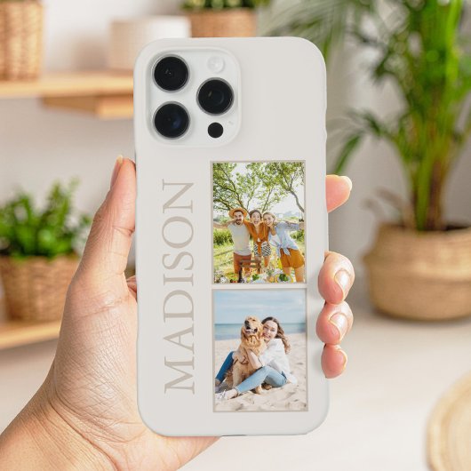 Moderne Minimalistische Beige Custom Photo Monogra Case-Mate iPhone Case