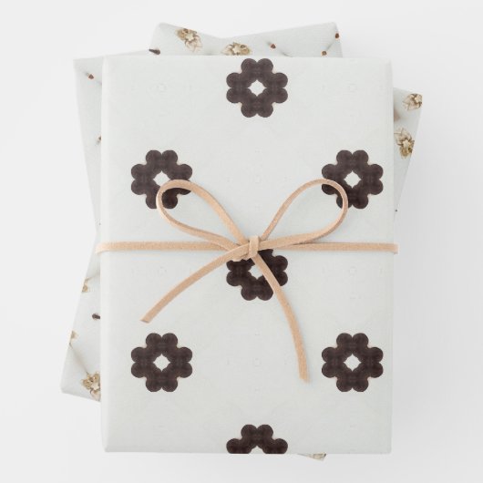 Moderne minimalistische beige en bruine  patronen inpakpapier vel (In situ)