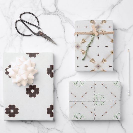 Moderne minimalistische beige en bruine  patronen inpakpapier vel (Voorkant)