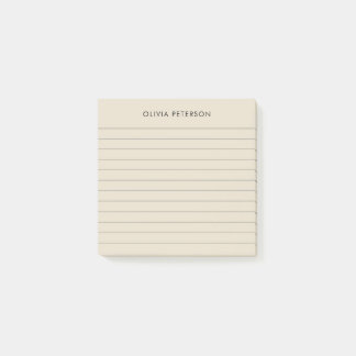 Moderne minimalistische beige gevoerd sticky post-it® notes