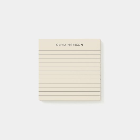 Moderne minimalistische beige gevoerd sticky post-it® notes (Voorkant)