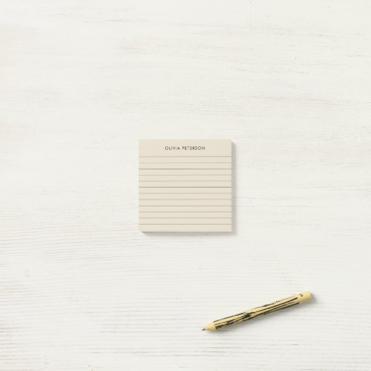 Moderne minimalistische beige gevoerd sticky post-it® notes (Op bureau)