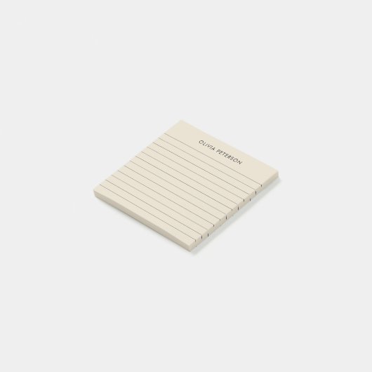 Moderne minimalistische beige gevoerd sticky post-it® notes (Schuin)