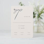 Moderne minimalistische beige kalligrafie QR-code RSVP Kaartje (Staand voorkant)
