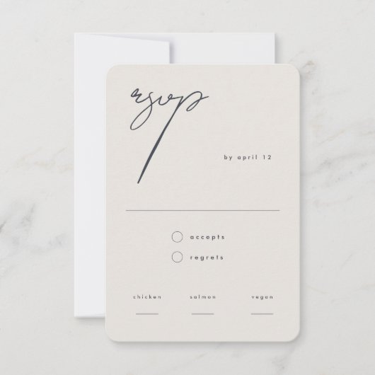 Moderne minimalistische beige kalligrafie QR-code RSVP Kaartje (Voorkant)