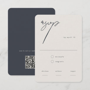 Moderne minimalistische beige kalligrafie QR-code RSVP Kaartje