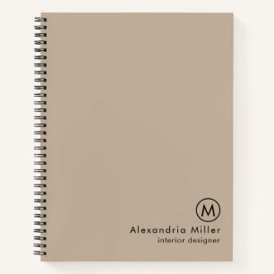 Moderne Minimalistische Beige Monogram Notitieboek