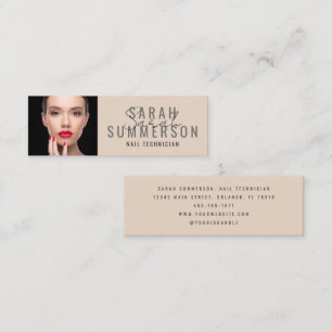 Moderne Minimalistische Beige Nagel Kunstenaar Sal Mini Visitekaartje