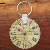 Moderne minimalistische beige oude klok - persoonl sleutelhanger (Achterkant)