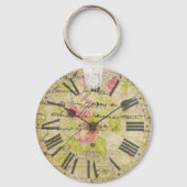 Moderne minimalistische beige oude klok - persoonl sleutelhanger (Achterkant)