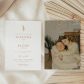 Moderne minimalistische Beige Palm Leaf bruiloft Kaart