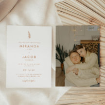 Moderne Minimalistische Beige Palmblad Bruiloft