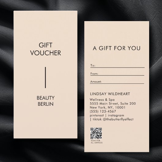 Moderne Minimalistische Beige QR Code Cadeaubon