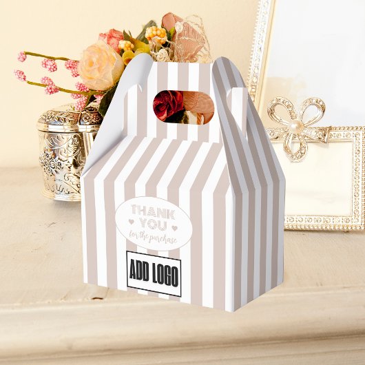 Moderne minimalistische Beige Stripes Business Log Bedankdoosjes