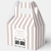 Moderne minimalistische Beige Stripes Business Log Bedankdoosjes (Voorkant)