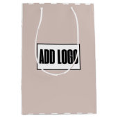 Moderne minimalistische Beige Stripes Business Log Medium Cadeauzakje (Voorkant)