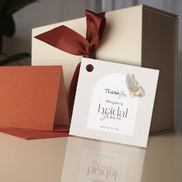 Moderne Minimalistische Beige Vlinder Bruidsdouche Bedankjes Labels