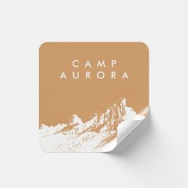 Moderne minimalistische berg beige vierkante sticker