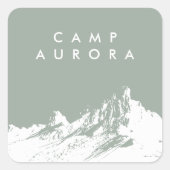 Moderne minimalistische berg Bord olijf Vierkante Sticker (Voorkant)