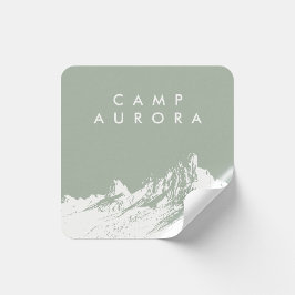 Moderne minimalistische berg Bord olijf Vierkante Sticker