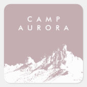 Moderne minimalistische berg Bord roze Vierkante Sticker (Voorkant)
