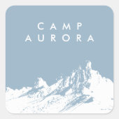 Moderne minimalistische berg ijzig blauw vierkante sticker (Voorkant)