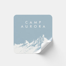 Moderne minimalistische berg ijzig blauw vierkante sticker