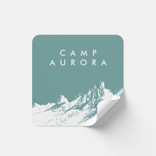 Moderne Minimalistische Berg Onverzadigde Cyaan Vierkante Sticker