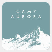 Moderne Minimalistische Berg Onverzadigde Cyaan Vierkante Sticker (Voorkant)