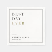 Moderne minimalistische beste dag ooit bruiloft servet (Voorkant)