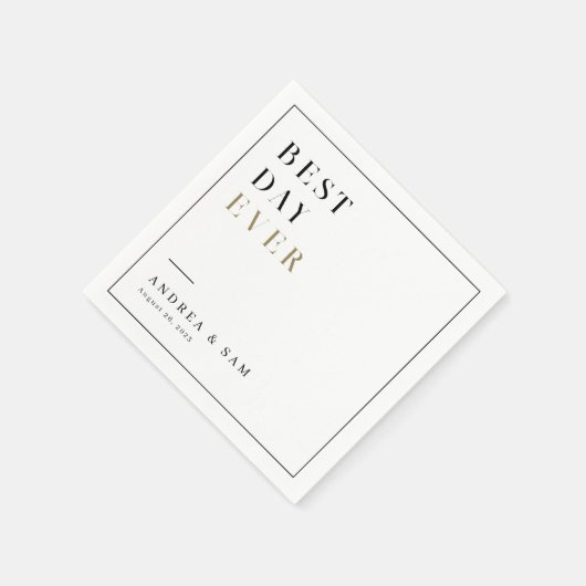 Moderne minimalistische beste dag ooit bruiloft servet (Hoek)