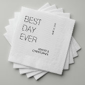 Moderne minimalistische "beste dag ooit" bruiloft servet