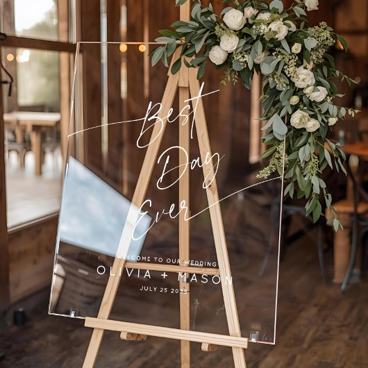 Moderne minimalistische beste dag ooit bruiloft we acryl bord