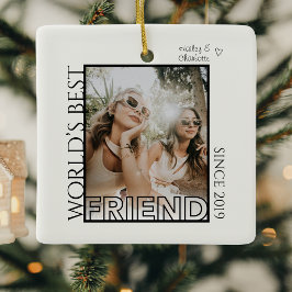Moderne Minimalistische Beste Vriendinnen Kerstcad Keramisch Ornament