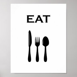 Moderne Minimalistische Bestek & EAT Typografie Poster