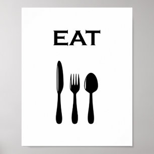 Moderne Minimalistische Bestek & EAT Typografie Poster