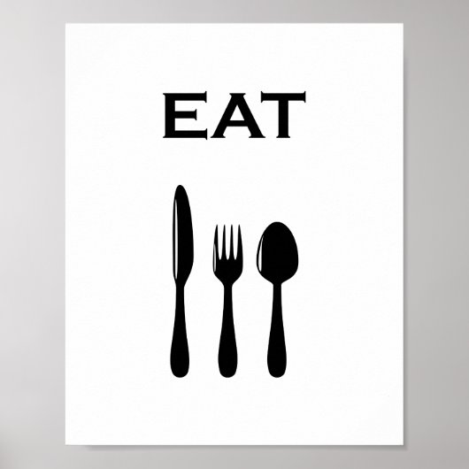 Moderne Minimalistische Bestek & EAT Typografie Poster (Voorkant)