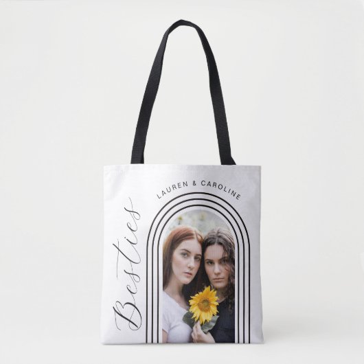 Moderne minimalistische bestities BFF fotoboog Tote Bag (Voorkant)