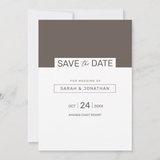 Moderne Minimalistische Bewaar de Datum Kaart (Achterkant)