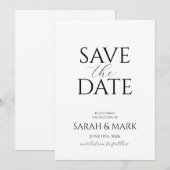 Moderne Minimalistische Bewaar de Datum Kaart (Voorkant / Achterkant)