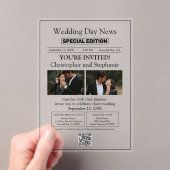 Moderne minimalistische bewerkbare chique krant br acryl uitnodigingen (Insitu (Draagbaar))