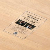 Moderne minimalistische bewerkbare chique krant br acryl uitnodigingen (Laagn)