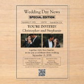 Moderne minimalistische bewerkbare chique krant br acryl uitnodigingen (Voorkant)