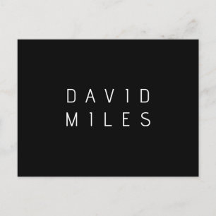 Moderne minimalistische bewerkbare naam   Zwart &  Briefkaart
