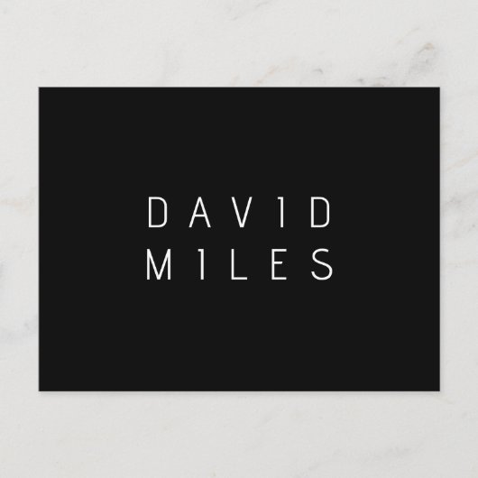 Moderne minimalistische bewerkbare naam | Zwart & Briefkaart (Voorkant)
